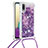 Silicone Candy Rubber TPU Bling-Bling Soft Case Cover with Lanyard Strap S03 for Samsung Galaxy A02