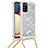 Silicone Candy Rubber TPU Bling-Bling Soft Case Cover with Lanyard Strap S03 for Samsung Galaxy A02s