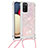 Silicone Candy Rubber TPU Bling-Bling Soft Case Cover with Lanyard Strap S03 for Samsung Galaxy A02s Pink