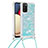 Silicone Candy Rubber TPU Bling-Bling Soft Case Cover with Lanyard Strap S03 for Samsung Galaxy A02s Sky Blue