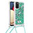 Silicone Candy Rubber TPU Bling-Bling Soft Case Cover with Lanyard Strap S03 for Samsung Galaxy A03s Green