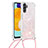 Silicone Candy Rubber TPU Bling-Bling Soft Case Cover with Lanyard Strap S03 for Samsung Galaxy A04s