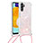 Silicone Candy Rubber TPU Bling-Bling Soft Case Cover with Lanyard Strap S03 for Samsung Galaxy A04s Pink