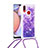 Silicone Candy Rubber TPU Bling-Bling Soft Case Cover with Lanyard Strap S03 for Samsung Galaxy A10s