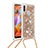 Silicone Candy Rubber TPU Bling-Bling Soft Case Cover with Lanyard Strap S03 for Samsung Galaxy A11