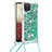 Silicone Candy Rubber TPU Bling-Bling Soft Case Cover with Lanyard Strap S03 for Samsung Galaxy A12 5G Green