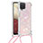 Silicone Candy Rubber TPU Bling-Bling Soft Case Cover with Lanyard Strap S03 for Samsung Galaxy A12 5G Pink