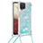 Silicone Candy Rubber TPU Bling-Bling Soft Case Cover with Lanyard Strap S03 for Samsung Galaxy A12 5G Sky Blue