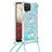 Silicone Candy Rubber TPU Bling-Bling Soft Case Cover with Lanyard Strap S03 for Samsung Galaxy A12 Sky Blue