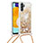 Silicone Candy Rubber TPU Bling-Bling Soft Case Cover with Lanyard Strap S03 for Samsung Galaxy A13 5G Gold