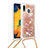 Silicone Candy Rubber TPU Bling-Bling Soft Case Cover with Lanyard Strap S03 for Samsung Galaxy A20