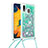 Silicone Candy Rubber TPU Bling-Bling Soft Case Cover with Lanyard Strap S03 for Samsung Galaxy A20