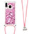 Silicone Candy Rubber TPU Bling-Bling Soft Case Cover with Lanyard Strap S03 for Samsung Galaxy A20e