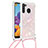 Silicone Candy Rubber TPU Bling-Bling Soft Case Cover with Lanyard Strap S03 for Samsung Galaxy A21