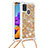 Silicone Candy Rubber TPU Bling-Bling Soft Case Cover with Lanyard Strap S03 for Samsung Galaxy A21s