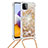 Silicone Candy Rubber TPU Bling-Bling Soft Case Cover with Lanyard Strap S03 for Samsung Galaxy A22 5G