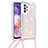Silicone Candy Rubber TPU Bling-Bling Soft Case Cover with Lanyard Strap S03 for Samsung Galaxy A23 4G