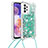 Silicone Candy Rubber TPU Bling-Bling Soft Case Cover with Lanyard Strap S03 for Samsung Galaxy A23 4G Green