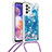 Silicone Candy Rubber TPU Bling-Bling Soft Case Cover with Lanyard Strap S03 for Samsung Galaxy A23 5G