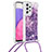 Silicone Candy Rubber TPU Bling-Bling Soft Case Cover with Lanyard Strap S03 for Samsung Galaxy A33 5G