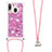 Silicone Candy Rubber TPU Bling-Bling Soft Case Cover with Lanyard Strap S03 for Samsung Galaxy A40