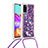Silicone Candy Rubber TPU Bling-Bling Soft Case Cover with Lanyard Strap S03 for Samsung Galaxy A41