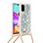 Silicone Candy Rubber TPU Bling-Bling Soft Case Cover with Lanyard Strap S03 for Samsung Galaxy A41