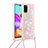 Silicone Candy Rubber TPU Bling-Bling Soft Case Cover with Lanyard Strap S03 for Samsung Galaxy A41