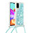 Silicone Candy Rubber TPU Bling-Bling Soft Case Cover with Lanyard Strap S03 for Samsung Galaxy A41