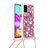 Silicone Candy Rubber TPU Bling-Bling Soft Case Cover with Lanyard Strap S03 for Samsung Galaxy A41