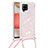 Silicone Candy Rubber TPU Bling-Bling Soft Case Cover with Lanyard Strap S03 for Samsung Galaxy A42 5G Pink