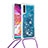 Silicone Candy Rubber TPU Bling-Bling Soft Case Cover with Lanyard Strap S03 for Samsung Galaxy A70