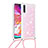 Silicone Candy Rubber TPU Bling-Bling Soft Case Cover with Lanyard Strap S03 for Samsung Galaxy A70