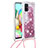 Silicone Candy Rubber TPU Bling-Bling Soft Case Cover with Lanyard Strap S03 for Samsung Galaxy A71 4G A715