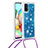 Silicone Candy Rubber TPU Bling-Bling Soft Case Cover with Lanyard Strap S03 for Samsung Galaxy A71 4G A715