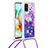 Silicone Candy Rubber TPU Bling-Bling Soft Case Cover with Lanyard Strap S03 for Samsung Galaxy A71 5G