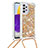 Silicone Candy Rubber TPU Bling-Bling Soft Case Cover with Lanyard Strap S03 for Samsung Galaxy A73 5G Gold