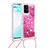 Silicone Candy Rubber TPU Bling-Bling Soft Case Cover with Lanyard Strap S03 for Samsung Galaxy A91