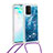 Silicone Candy Rubber TPU Bling-Bling Soft Case Cover with Lanyard Strap S03 for Samsung Galaxy A91