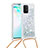 Silicone Candy Rubber TPU Bling-Bling Soft Case Cover with Lanyard Strap S03 for Samsung Galaxy A91