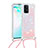 Silicone Candy Rubber TPU Bling-Bling Soft Case Cover with Lanyard Strap S03 for Samsung Galaxy A91