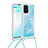 Silicone Candy Rubber TPU Bling-Bling Soft Case Cover with Lanyard Strap S03 for Samsung Galaxy A91