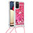 Silicone Candy Rubber TPU Bling-Bling Soft Case Cover with Lanyard Strap S03 for Samsung Galaxy F02S SM-E025F