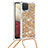 Silicone Candy Rubber TPU Bling-Bling Soft Case Cover with Lanyard Strap S03 for Samsung Galaxy F12