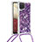 Silicone Candy Rubber TPU Bling-Bling Soft Case Cover with Lanyard Strap S03 for Samsung Galaxy F12