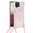 Silicone Candy Rubber TPU Bling-Bling Soft Case Cover with Lanyard Strap S03 for Samsung Galaxy F12 Pink