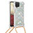 Silicone Candy Rubber TPU Bling-Bling Soft Case Cover with Lanyard Strap S03 for Samsung Galaxy F12 Silver