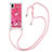 Silicone Candy Rubber TPU Bling-Bling Soft Case Cover with Lanyard Strap S03 for Samsung Galaxy M01 Core