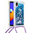 Silicone Candy Rubber TPU Bling-Bling Soft Case Cover with Lanyard Strap S03 for Samsung Galaxy M01 Core