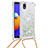 Silicone Candy Rubber TPU Bling-Bling Soft Case Cover with Lanyard Strap S03 for Samsung Galaxy M01 Core